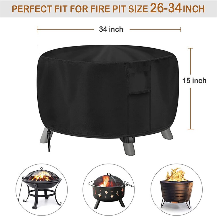 34 inch Fire Pit Cover for Fire Pit Size 26 inch Heavy Duty Outdoor Round 