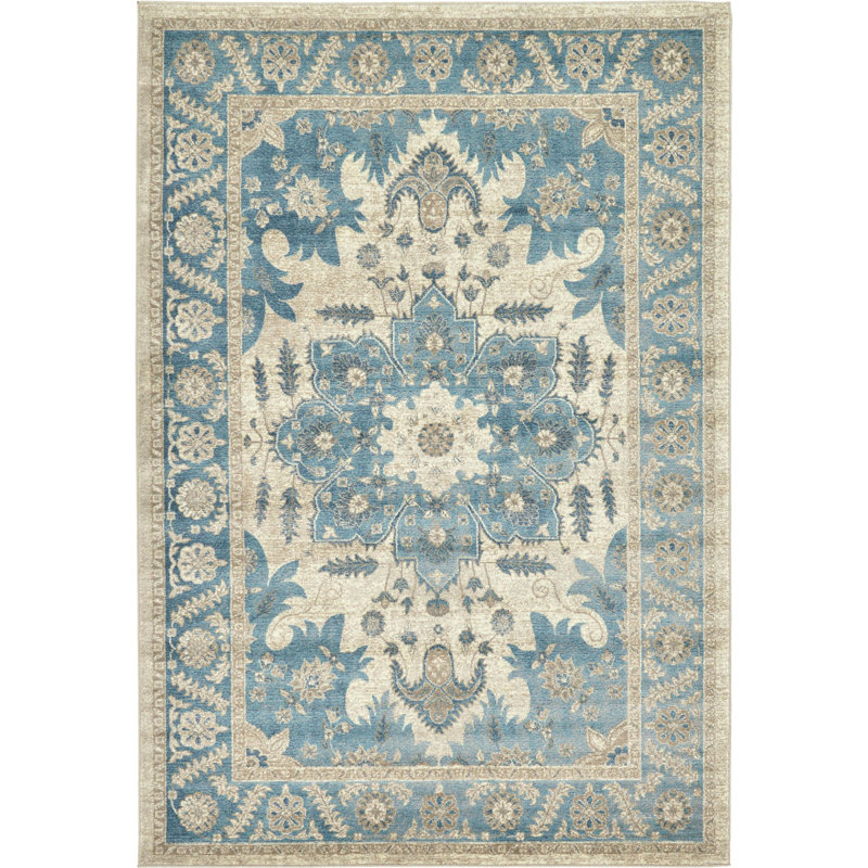 Bloomsbury Market Jaiden Cream Blue Area Rug Reviews Wayfair Jaiden Cream Blue Area Rug
