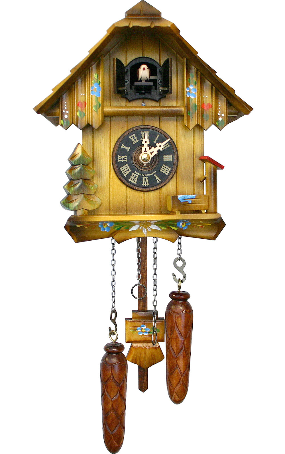 JFJL Vivid Large Cuckoo Clock Kitchen & Home Wall Cuckoo Clock,Chime Has Automatic Shut-Off,Dark brown