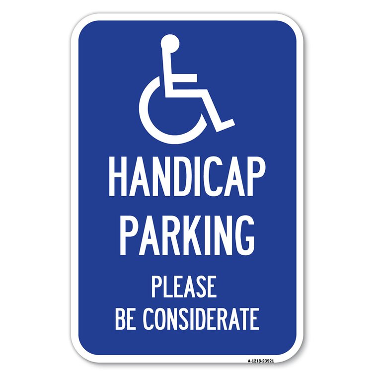 Blue Handicap Symbol Wheelchair Ramp Print Parking Car Lot Business Office Sign Aluminum Metal 