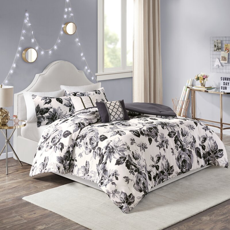 Three Posts Teen Leyt Floral Print Comforter Set Reviews Wayfair