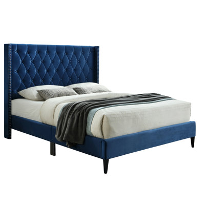 (Incomplete )(different color )Meriton Wingback Upholstered , Metal frame, No Box Spring, Plywood Slats