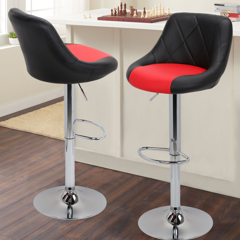 Orren Ellis Marrow Pu Leather Counter Adjustable Height Swivel Bar Stool Reviews Wayfair