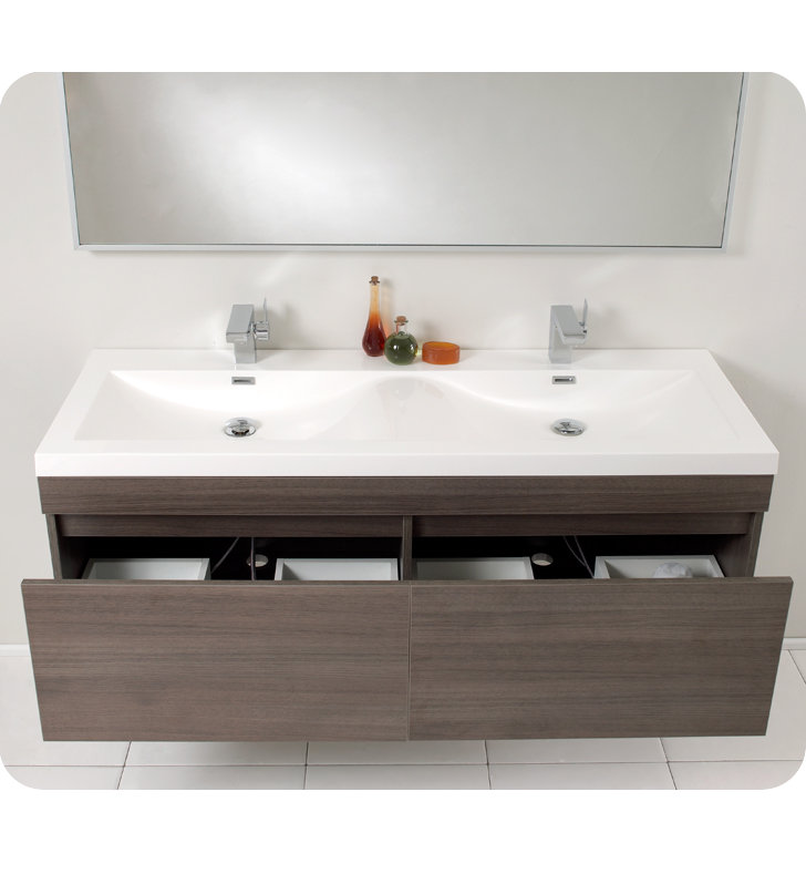 Fresca Senza 57 Double Bathroom Vanity Set With Mirror Reviews Wayfair
