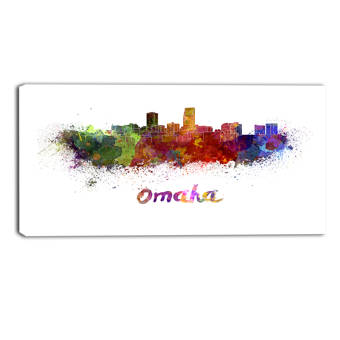 Designart Omaha Skyline Cityscape Painting Print On Wrapped Canvas