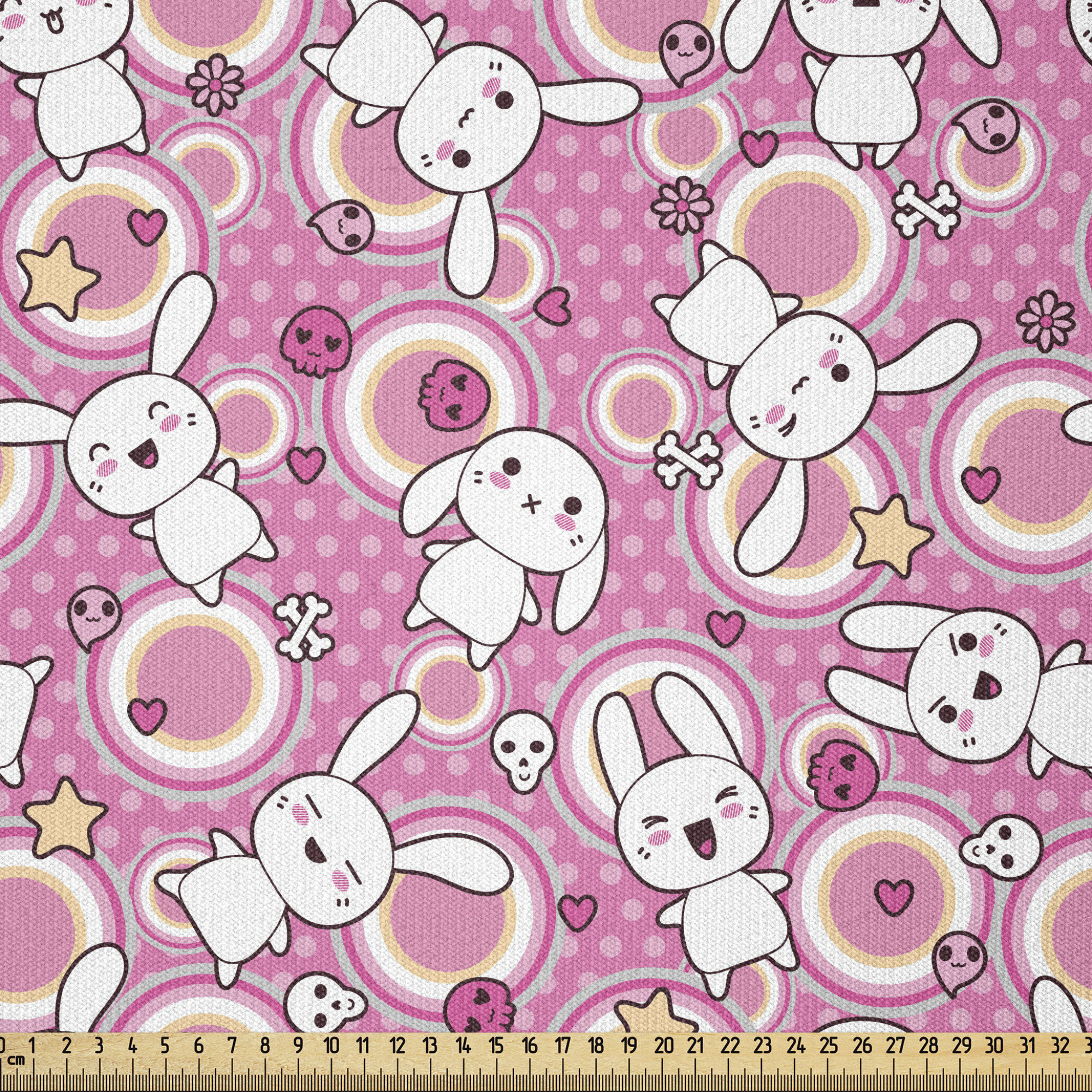 East Urban Home Ambesonne Anime Fabric By The Yard Funny Kawaii Illustration Rabbits Funky Animals Bunnies Humor Print Wayfair