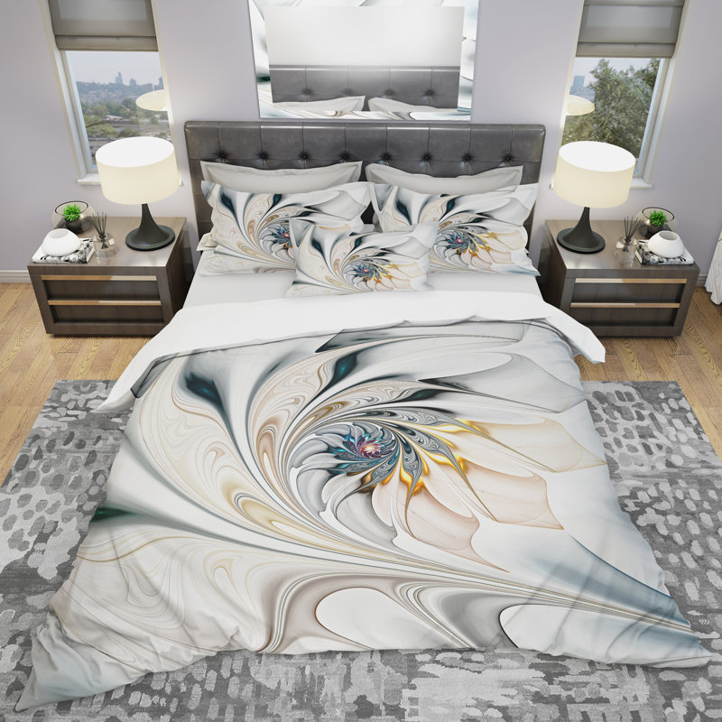 East Urban Home White Floral 2 Piece Duvet Cover Set Reviews Wayfair Ca