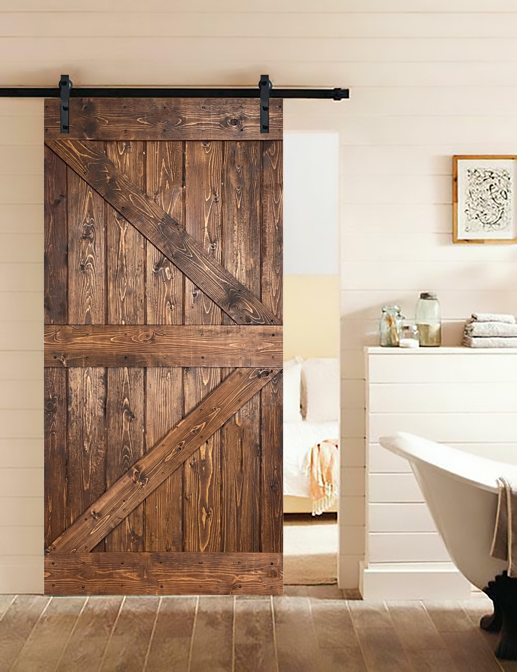 Mr Wood Paneled Wood Painted K Series Diy Knotty Barn Door With Installation Hardware Kit Wayfair