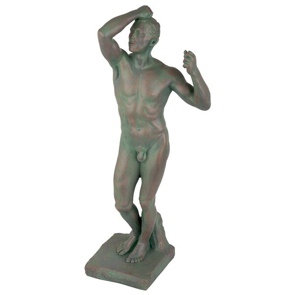 Bronze Effect Nude Male Sculpture Man Pose Statue Figure Ornament