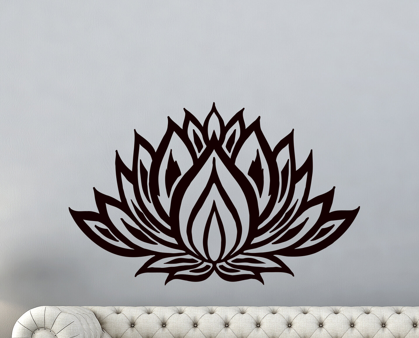 Vinyl Wall Decal Lotus Flower Ornament Yoga Studio Decor Stickers 3967ig