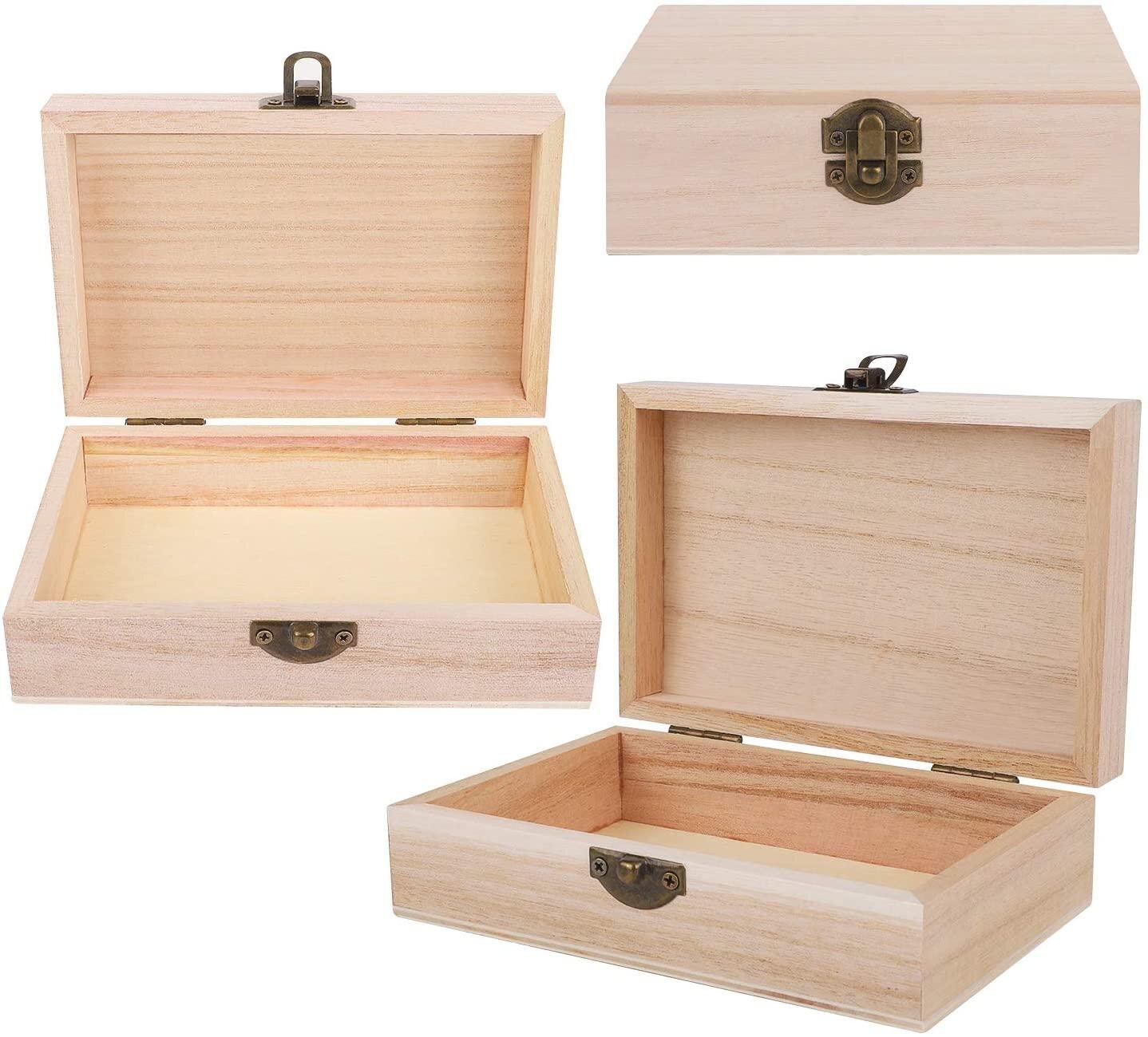 Wooden Strong Box Pine Case Organiser Lided Tool Crate Clasp Decor Red White