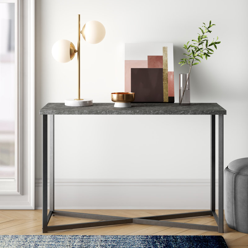 Foundstone Annabelle Slate Faux Concrete Rectangular 44 1 Console Table Reviews Wayfair