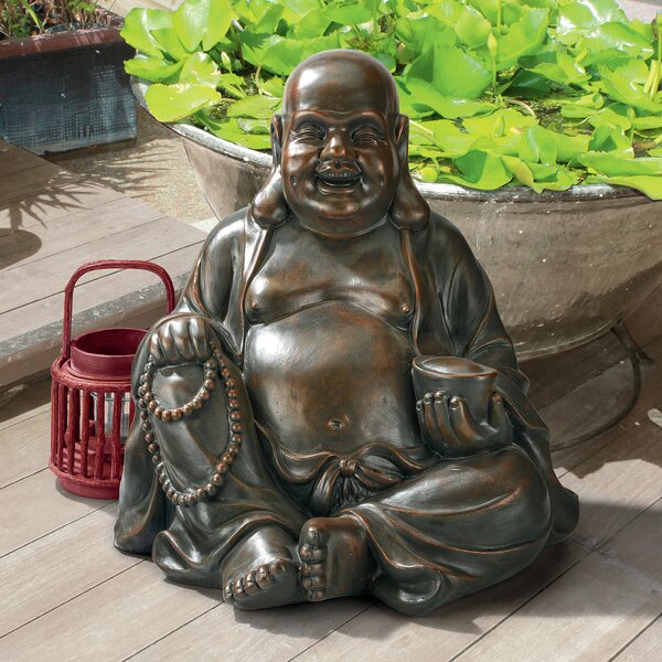 Small Hotei Gold Finish or Mahogany Modern Buddha Statue 
