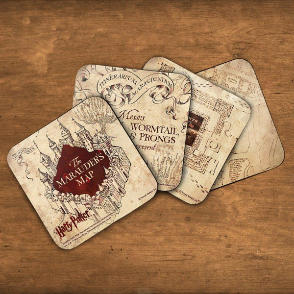 Trend Setters Harry Potter Hogwarts The Marauder S Map 4 Piece Coaster Set Reviews Wayfair