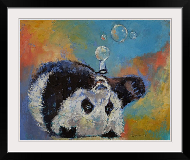 Great Big Canvas Panda Blowing Bubbles By Michael Creese