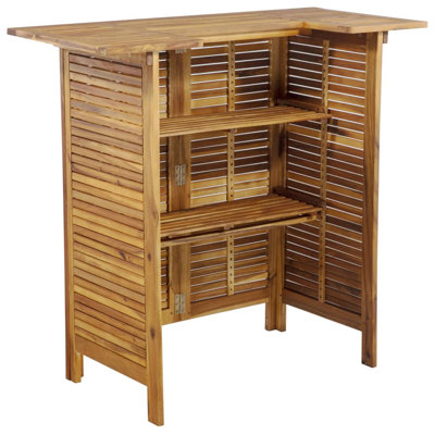 Ameriyah vidaXL Outdoor Bar Table, Outdoor Pub Table with 2 Shelves, Solid Acacia Wood, 43.3"x19.7''x 41.3"