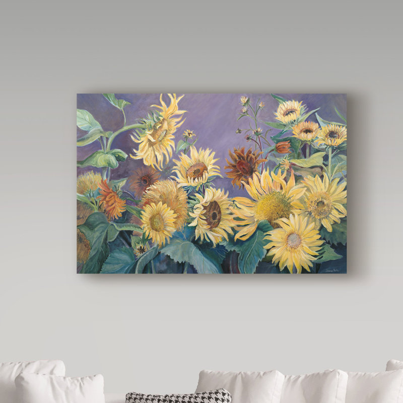 Trademark Art Sunflower In Purple Sky Acrylic Painting Print On