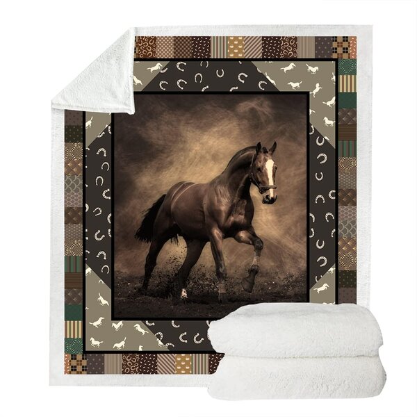 Sherpa Blanket for Family Leaping Horse Premium Blanket Gift for Family and Friends Fleece Minky