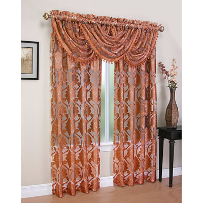 Weinstock Sythetic Damask Sheer Rod Pocket Curtain Panels