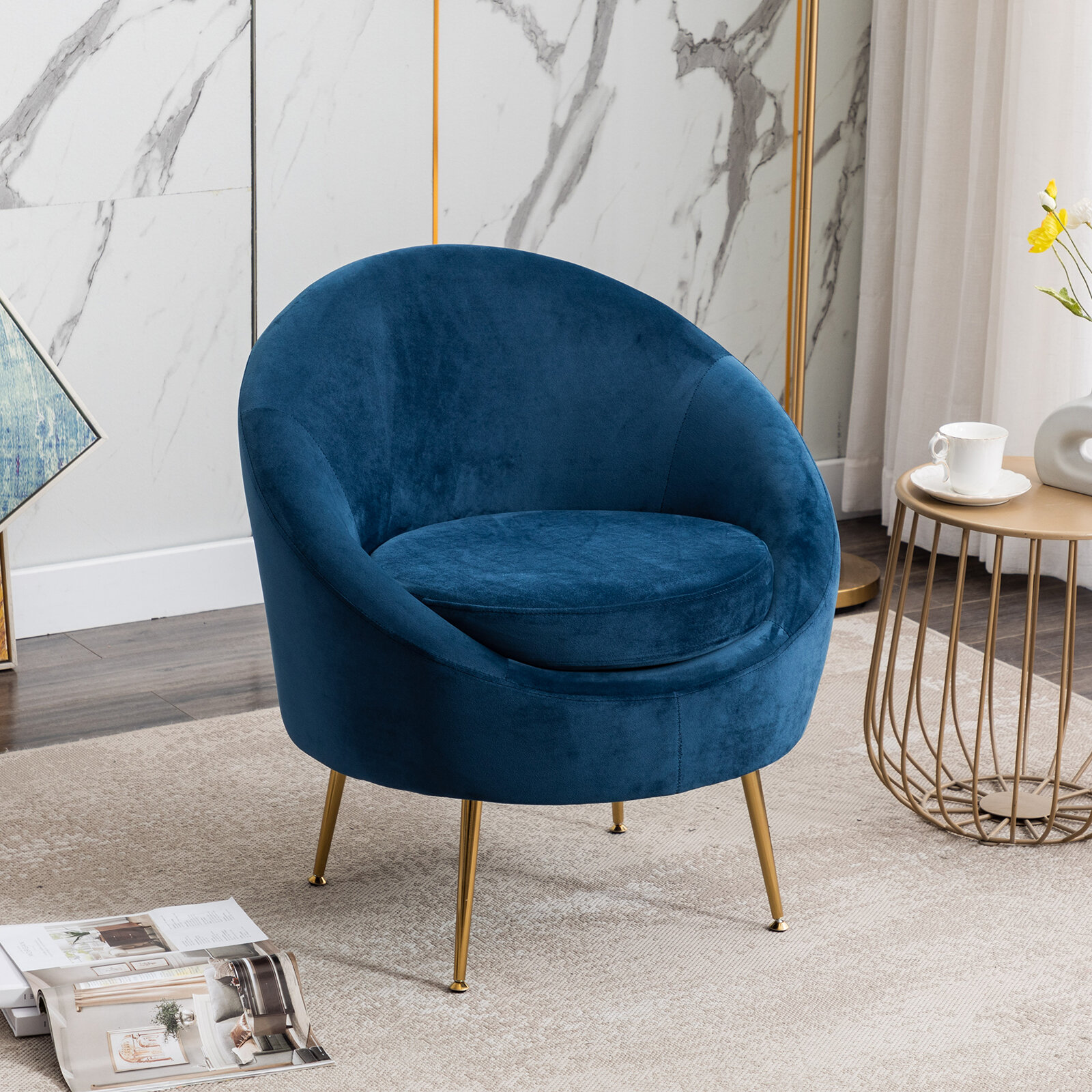 round velvet accent chair