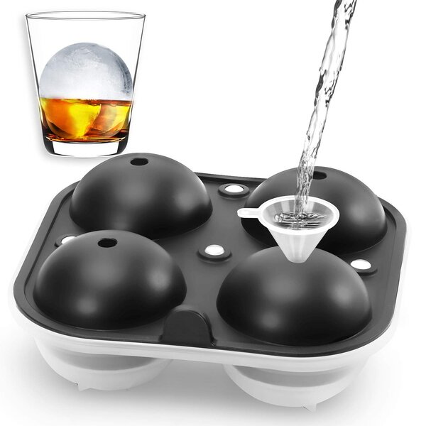 Set of 4 Round Ice Cube Ball Maker Sphere Molds For Whisky Party Cocktail fg 