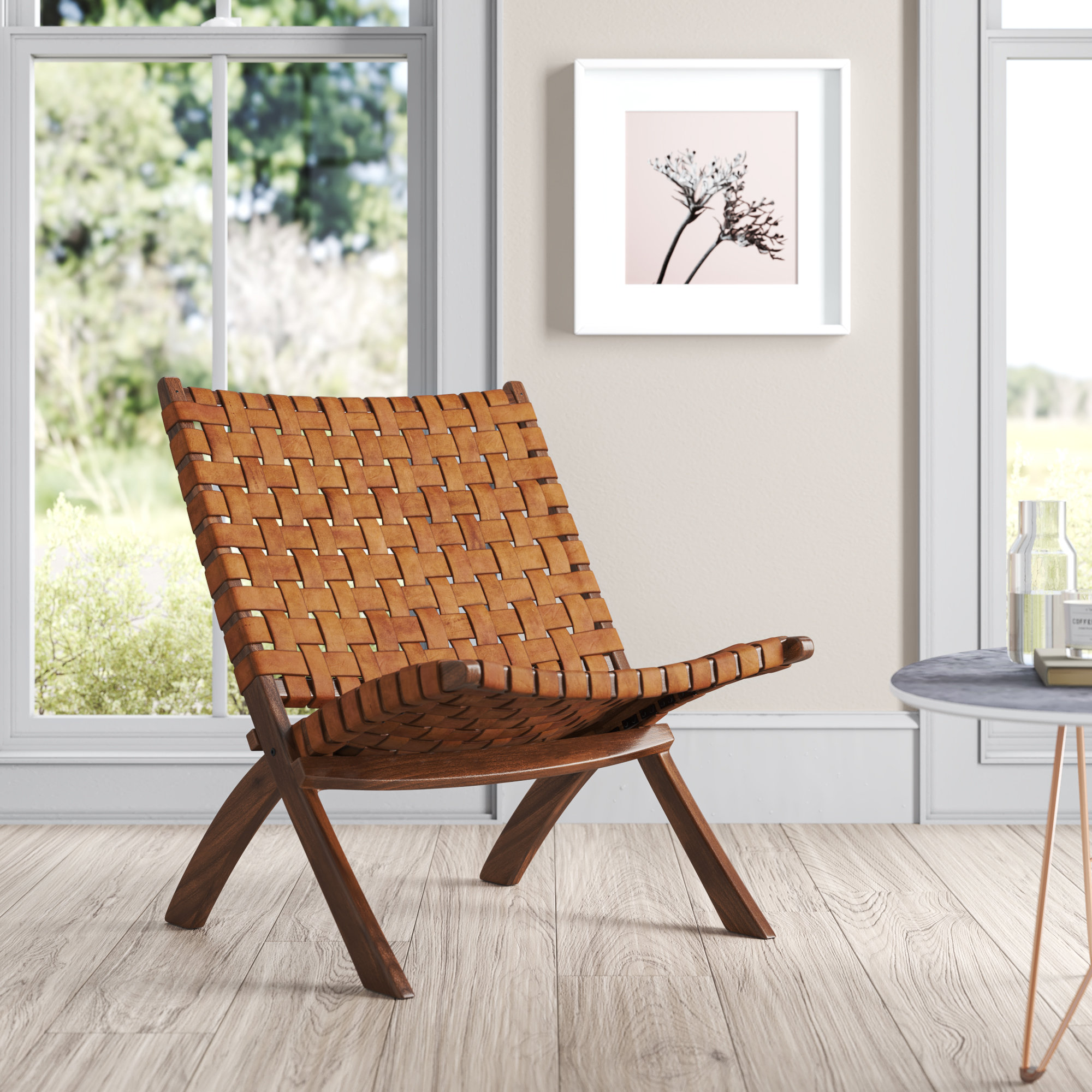 wayfair cognac chair