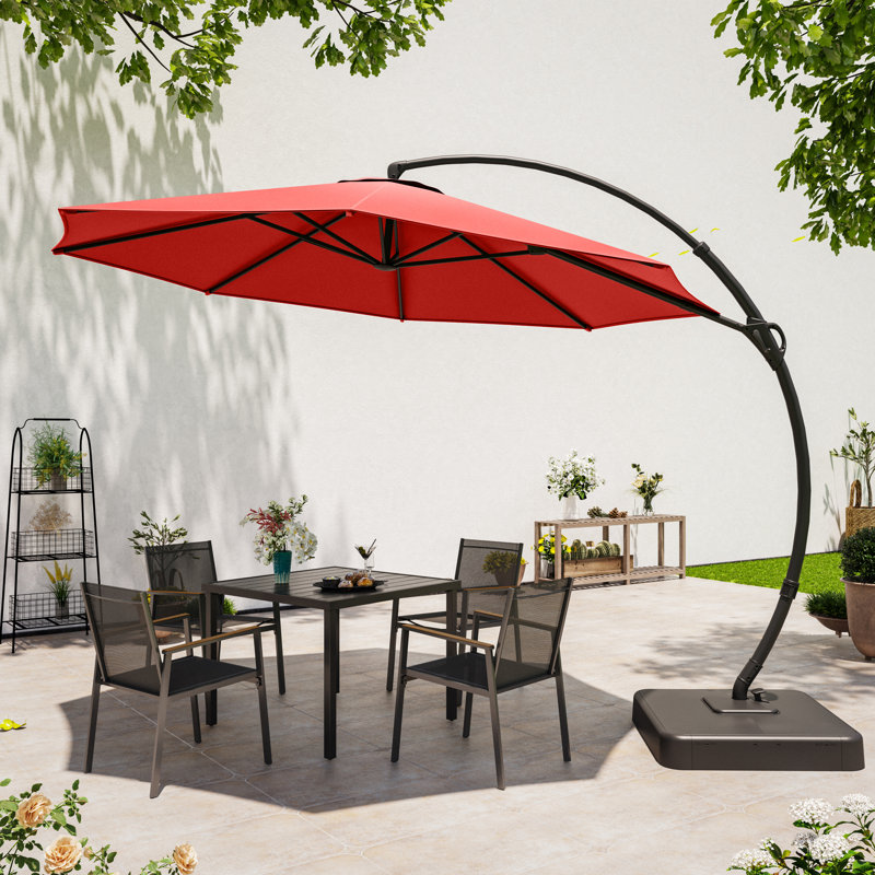 Ebonique Cantilever Umbrella with Base Included Fabric Color: Gray, Size: 106.3" H x 132" W x 132" D