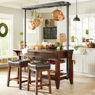 Kitchen Island With 4 Stools Wayfair Earline Kitchen Island