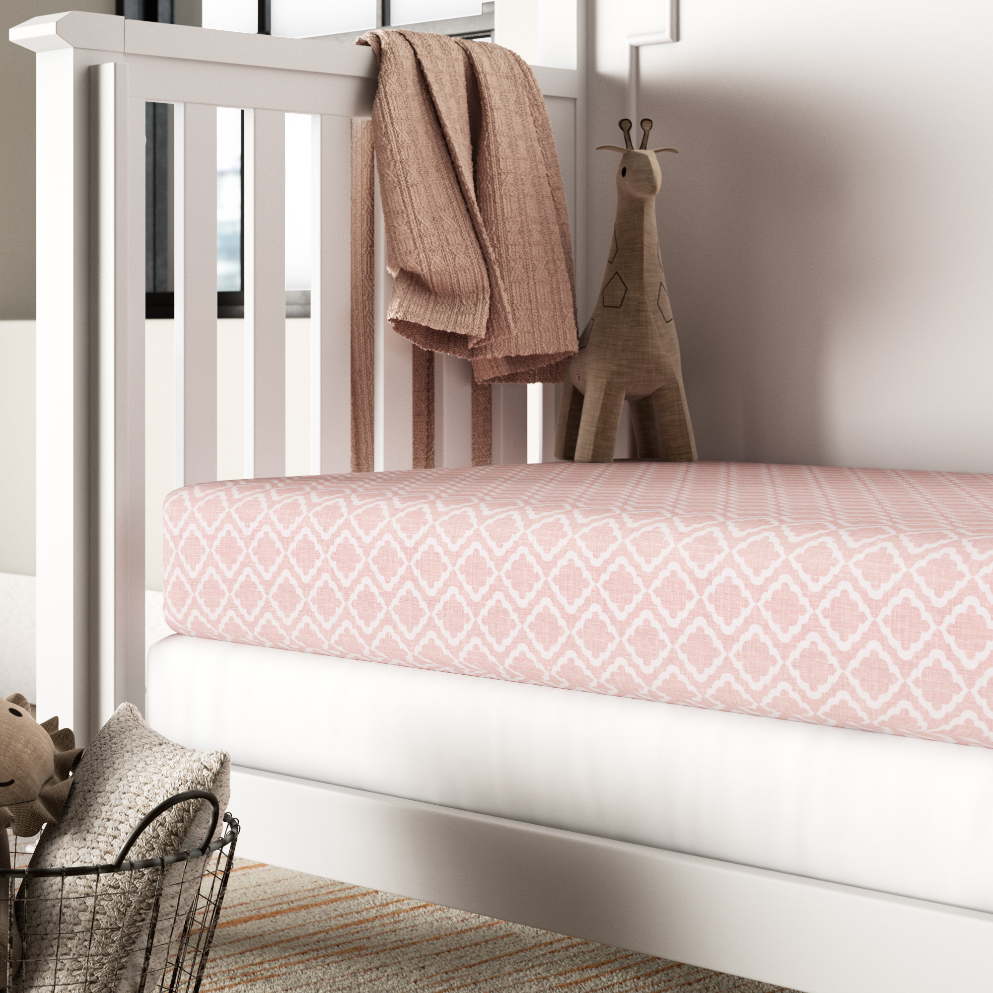 pink fitted cot sheet