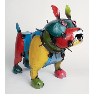 Large Recycled Metal Bulldog Figurine