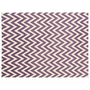 Flat Weave, New Zealand Wool, Light Purple/White (12'x15') Area Rug