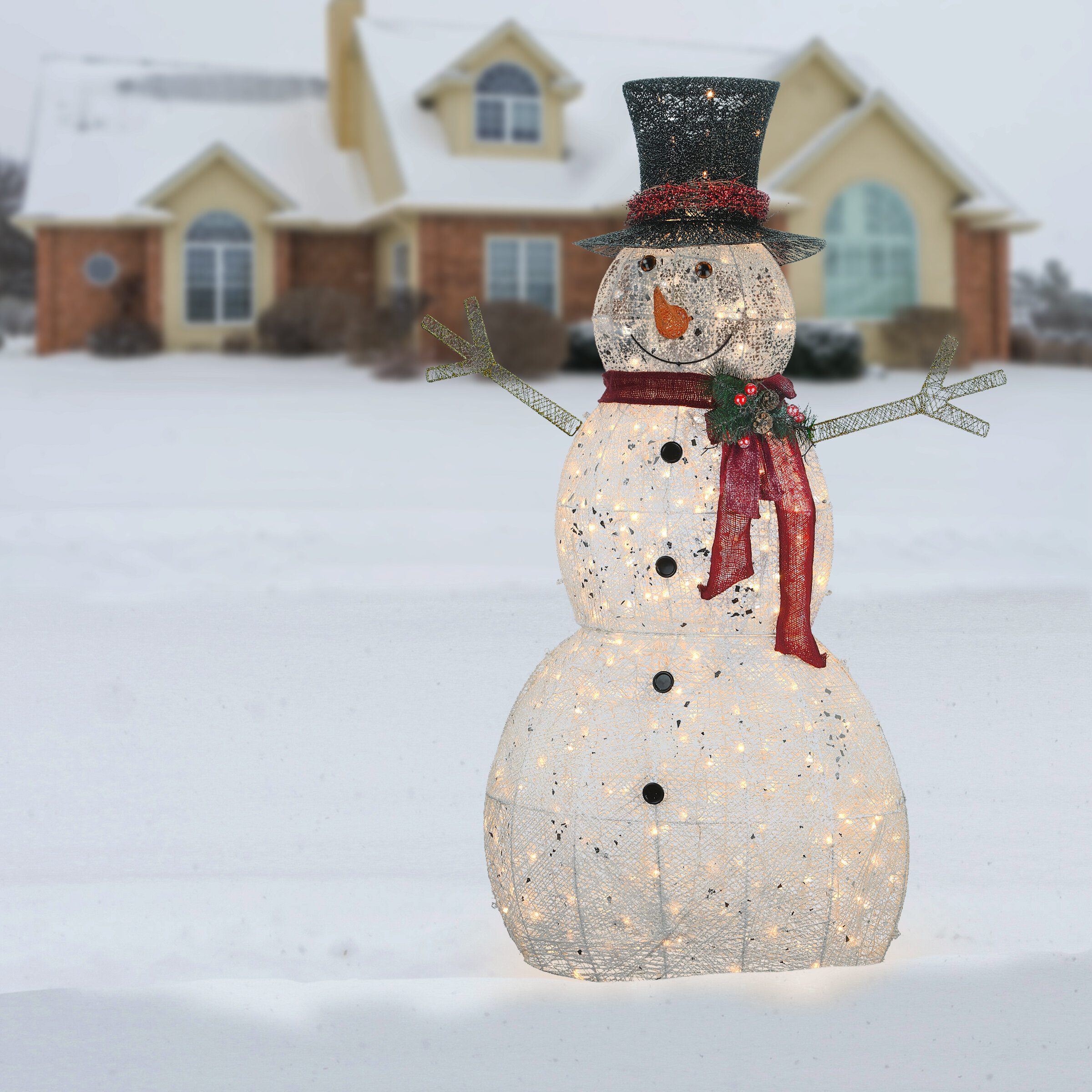 7' Snowman Decoration LED Light Lights Up Indoor Outdoor 300 Lights Christmas 