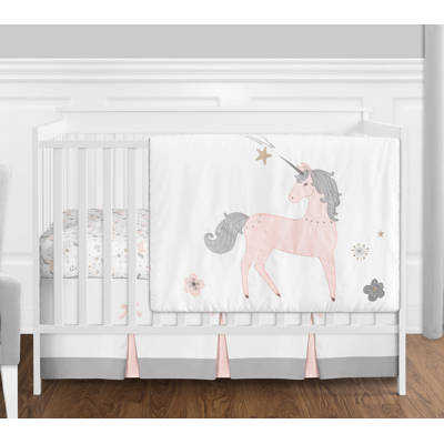 Baby White Swinging Crib Bedding Set Mattress Drape Rod 5 Pieces