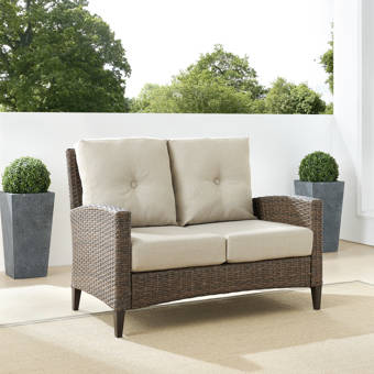 Allis Furniture Outdoor High Back Loveseat With Cushion Reviews Birch Lane