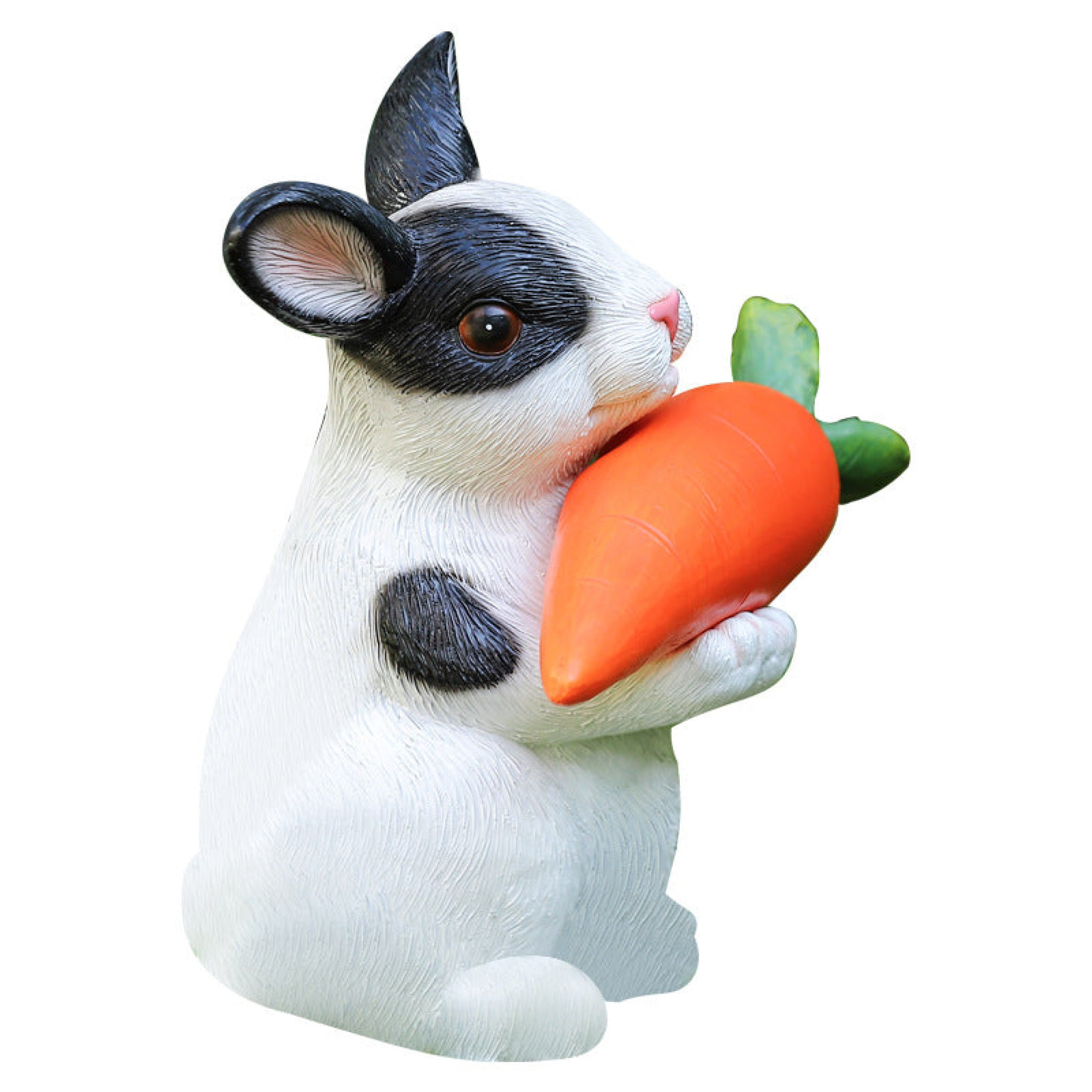 Gracie Oaks Marieme Solar Powered Rabbit with a Carrot Statue | Wayfair