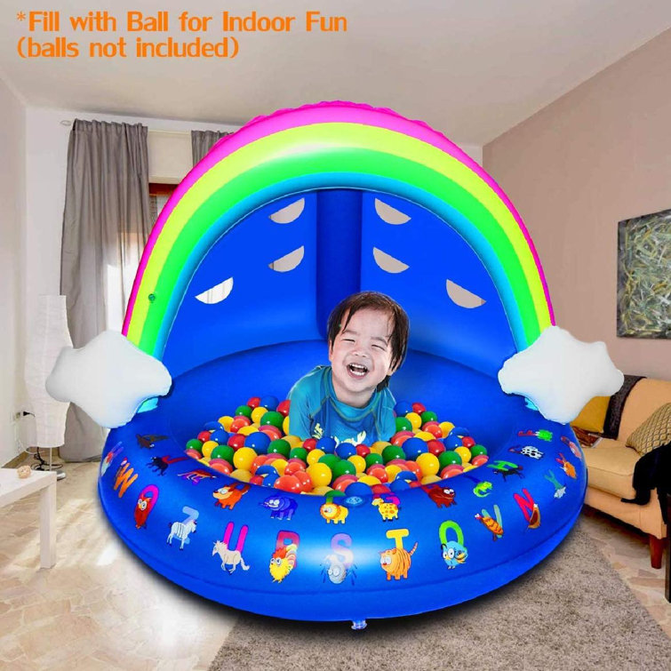 Chiloyal Baby Pool Toys With Canopy 40 Inflatable Kiddie Pool Floats For Outside Splash Pad Sprinkler For Kids Blow Up Outdoor Water Toys For Toddlers 1 3 Wayfair