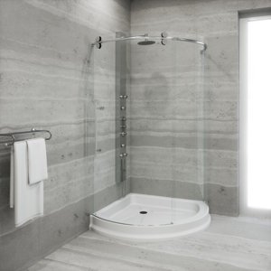 Sanibel 36 x 36-in. Frameless Round Sliding Shower Enclosure with .3125-in. Clear Glass and Chrome Hardware