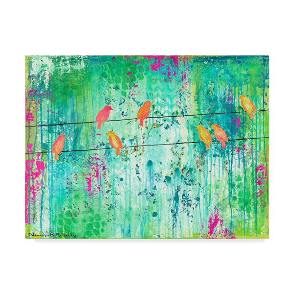 Trademark Art Birds On A Wire Acrylic Painting Print On Wrapped