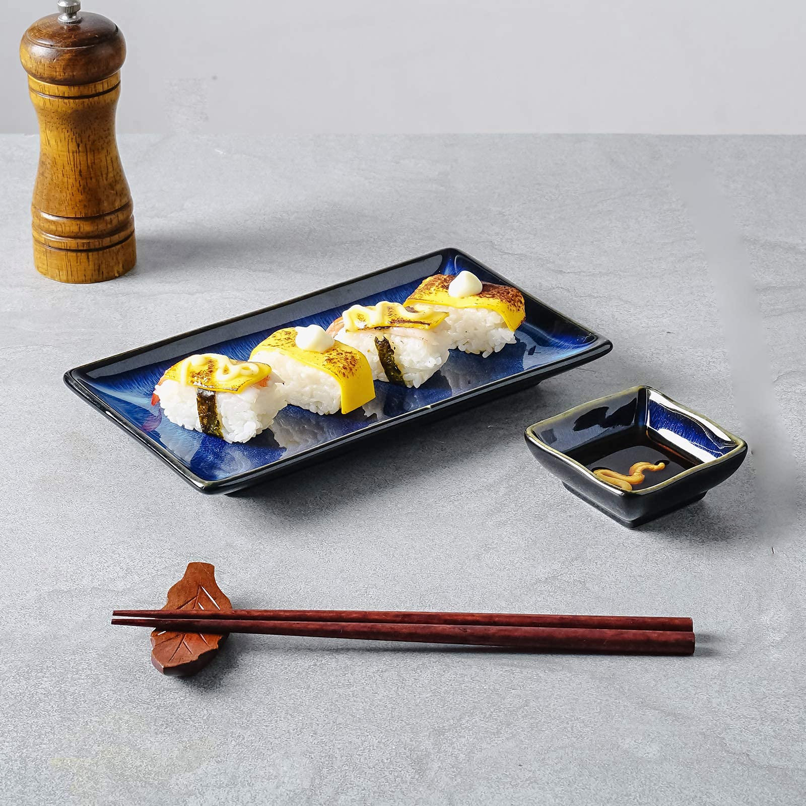 Red Barrel Studio® Ceramic Sushi Serving Tray Sets 2, 6 Pieces Japanese Style Porcelain Sushi