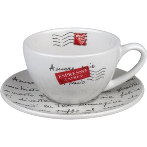 Coffee Bar Amore Mio 6 oz. Cappuccino Cup and Saucer (Set of 4)