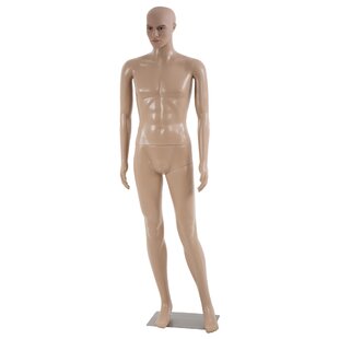 Male Mannequin Full Body PE Realistic Shop Display Head Turns Dress Form w/ Base 