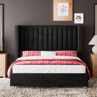 addesyn tufted upholstered low profile platform bed