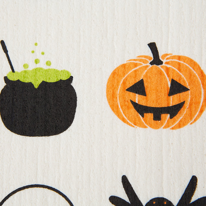 Set Of 2 Halloween Witch Pumpkin Wicked Holiday Kitchen Hand Tea Towel Cloth
