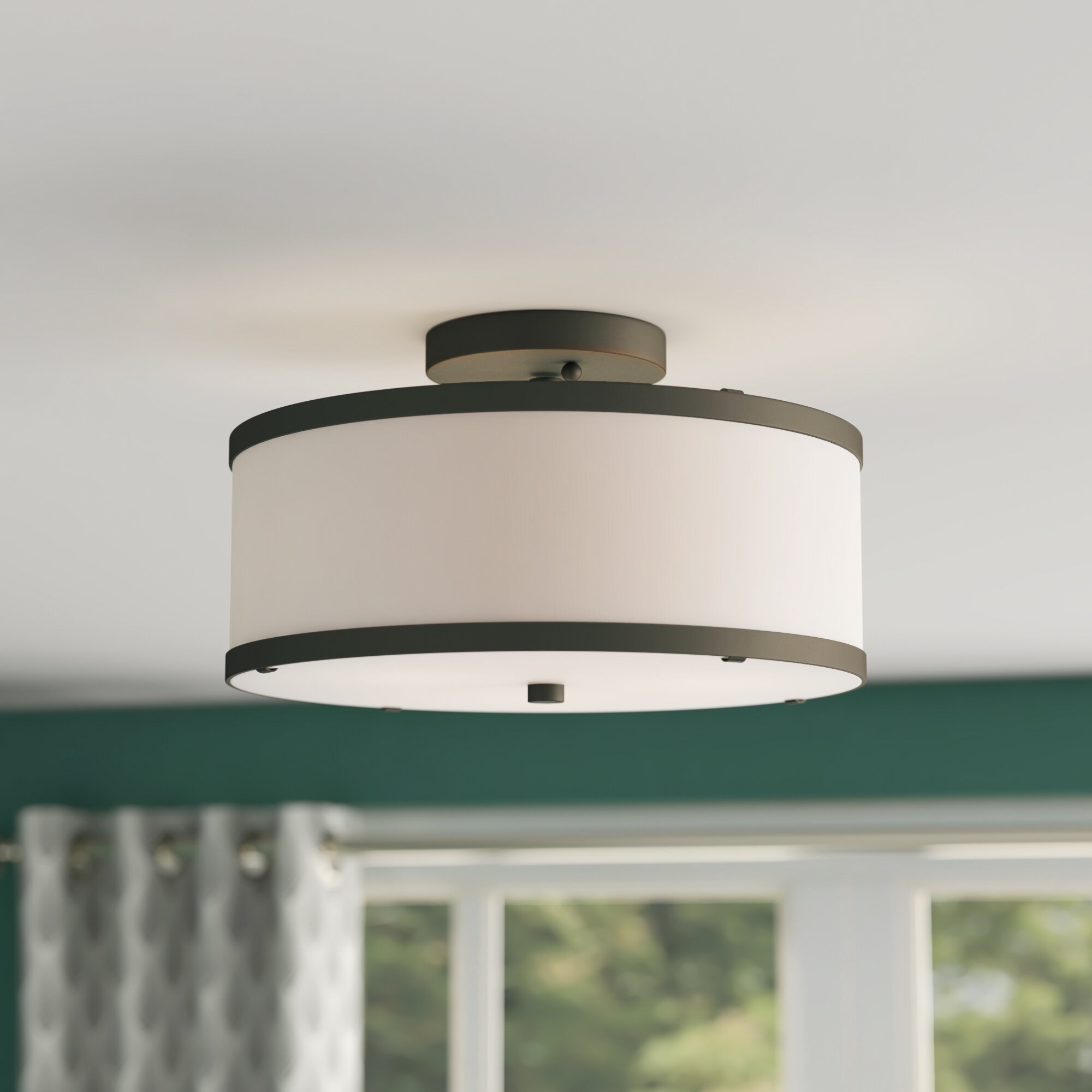 Cana Drum Cylinder Shade 3 Light Semi Flush Mount