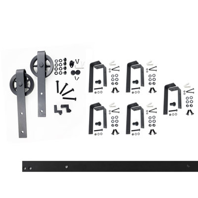 UShape Spoke Wheel Design Double Bypass Double Door Barn Door Hardware Kit Homacer Track Length 79 in