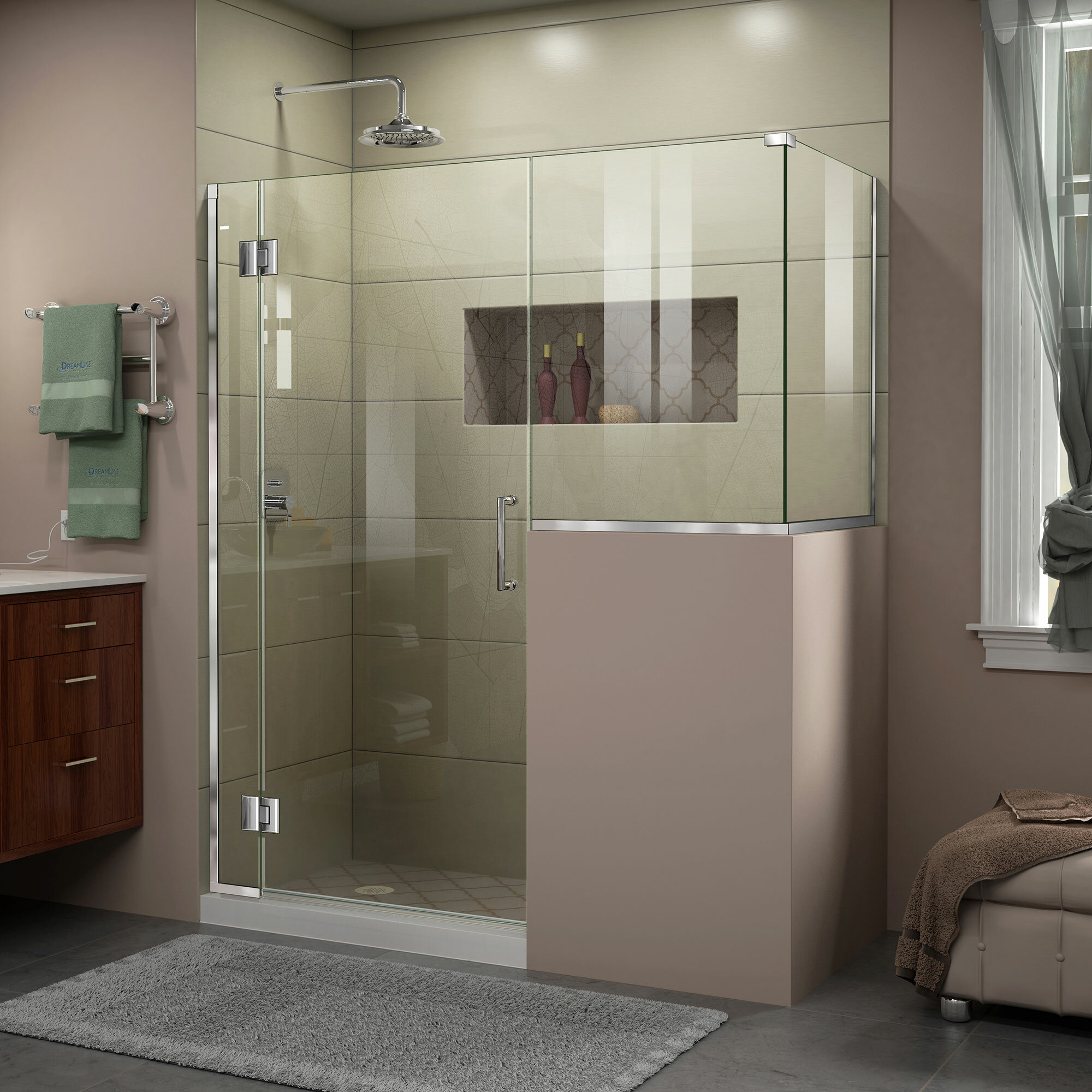 dreamline unidoor-x 48" x 72" hinged frameless shower door with