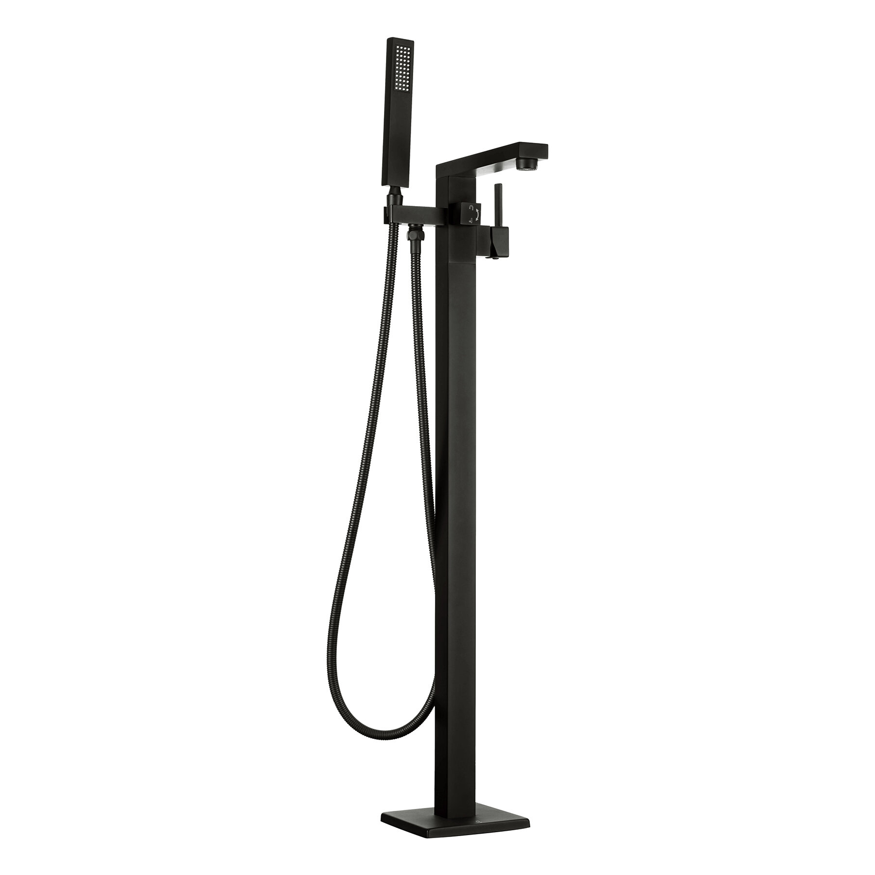 Double Handles Floor Mounted Freestanding Tub Filler With Handshower