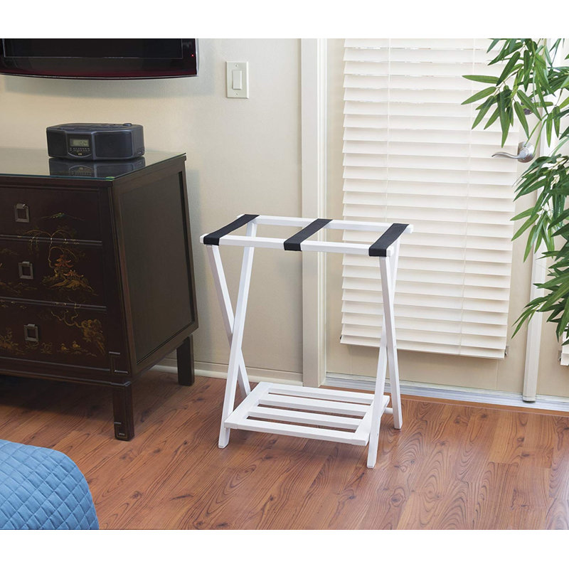 Lipper International Right Height Luggage Rack With Shoe Shelf