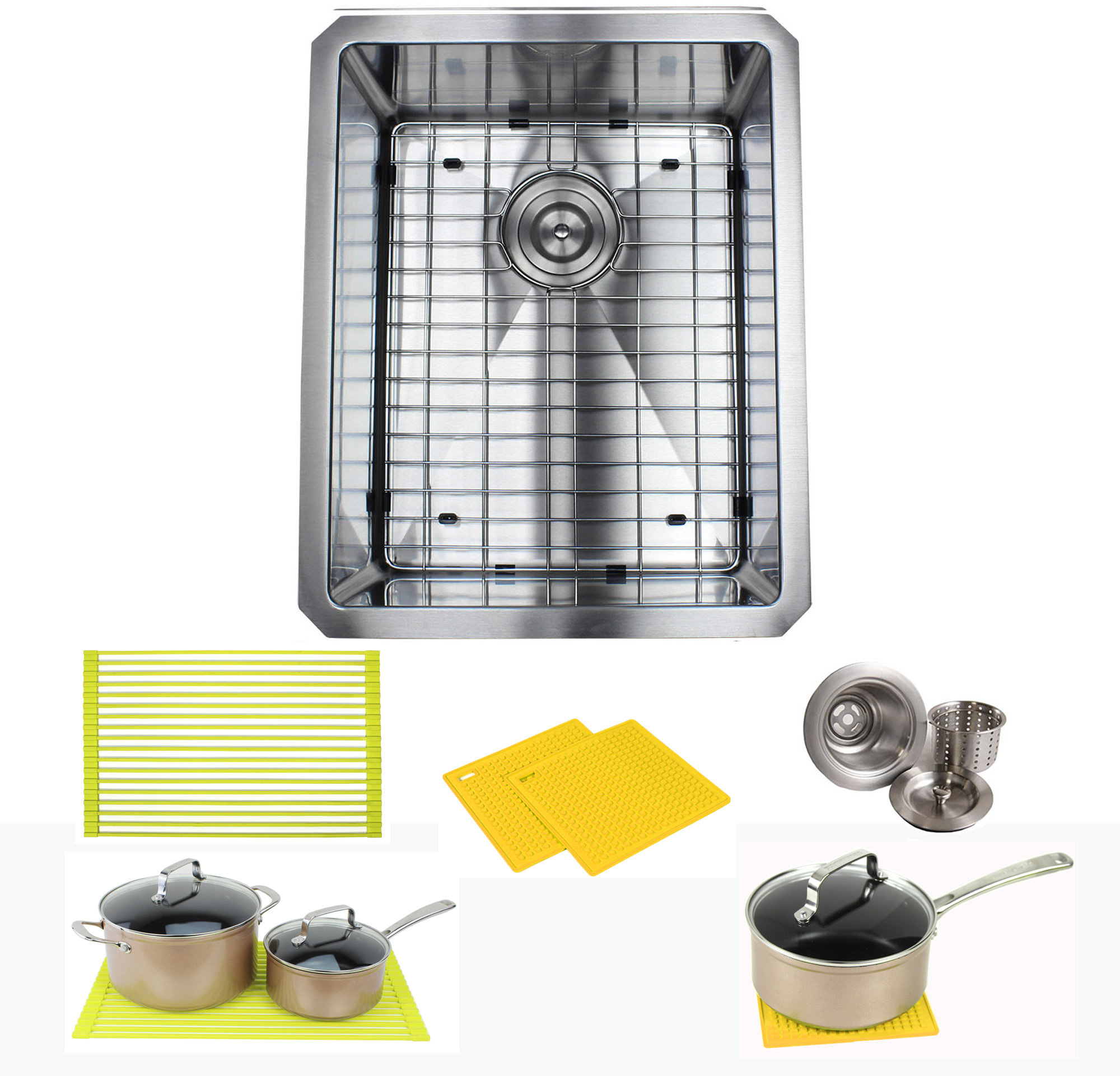 eModern Decor CozyBlock 20" L x 16" W Undermount Kitchen Sink With