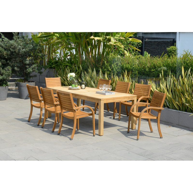 Rosecliff Heights Lifestylegarden 9 Piece Classic Teak Outdoor Dining Set Wayfair Ca